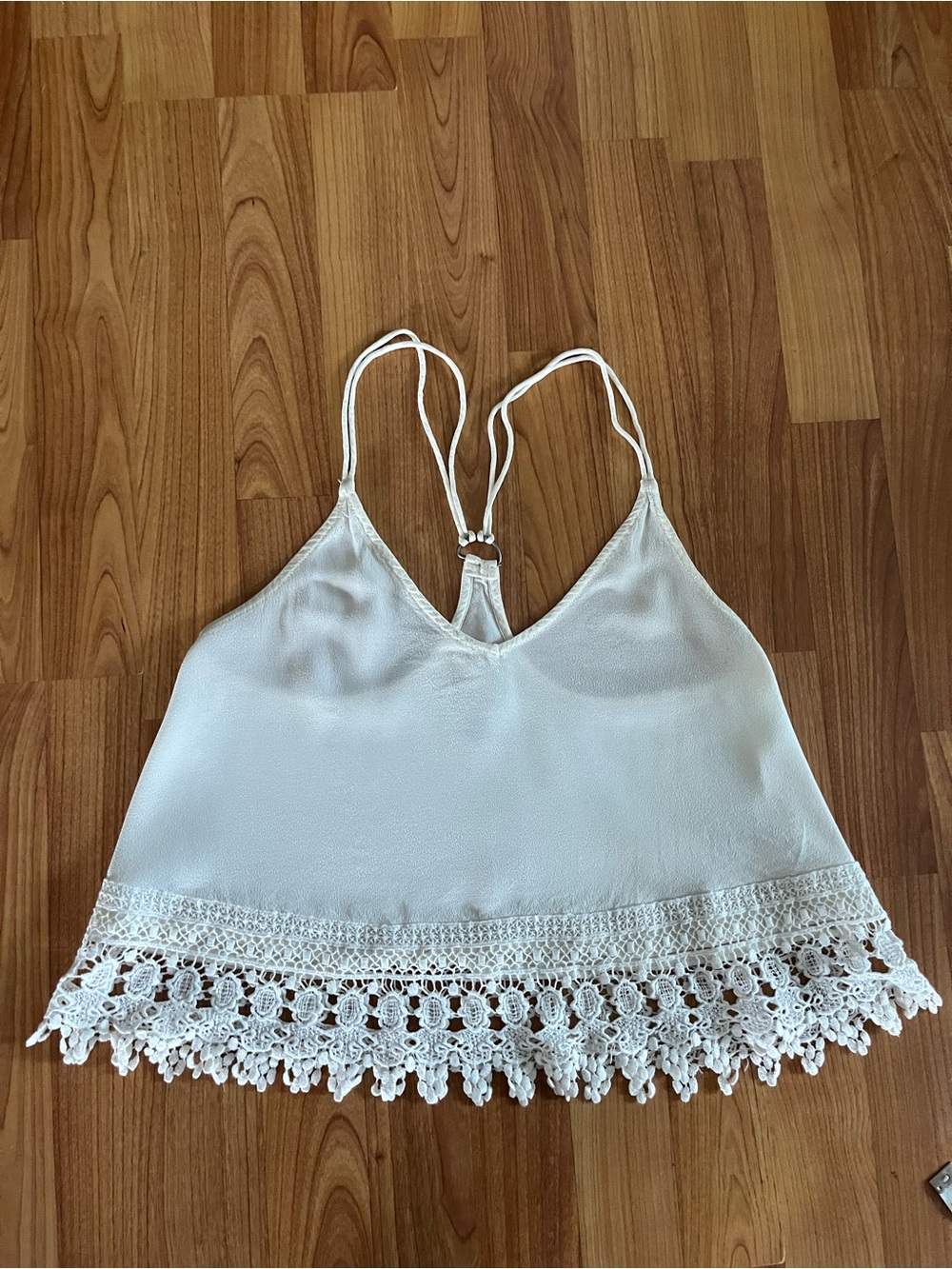 Women's Cream Lace-Hem Camisole Top